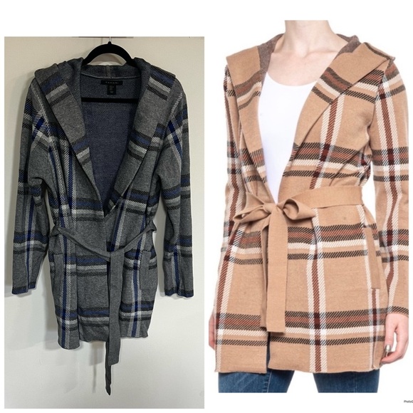 Tahari Plaid Knit Jacket Sweater - Picture 1 of 12